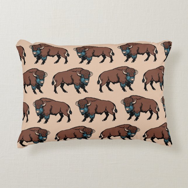 Buffalo Bison Pattern Accent Kussen (Voorkant)