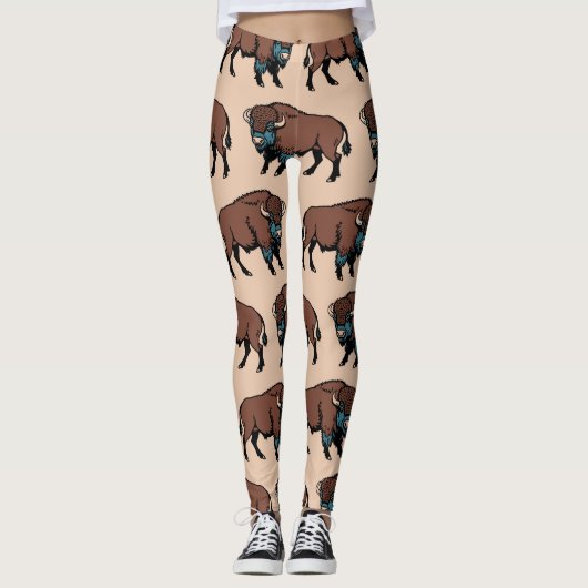 Buffalo Bison Pattern Leggings (Voorkant)