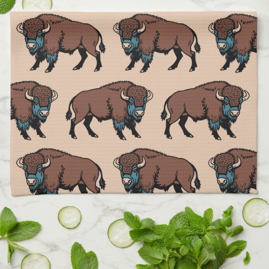 Buffalo Bison Pattern Theedoek (Gevouwen)