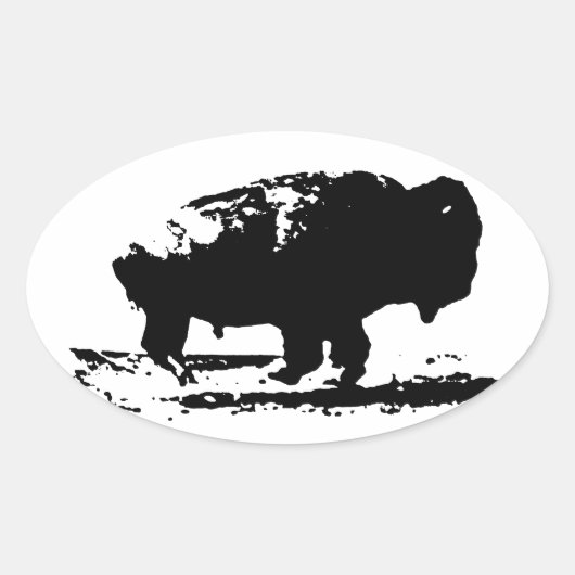 Buffalo Bison Pop Art uitvoeren Ovale Sticker (Voorkant)