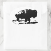 Buffalo Bison Pop Art uitvoeren Ovale Sticker (Tas)