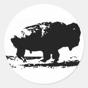Buffalo Bison Pop Art uitvoeren Ronde Sticker