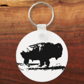 Buffalo Bison Pop Art uitvoeren Sleutelhanger (Voorkant)