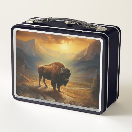 Buffalo Bison Sunset Silhouet (Achterkant)