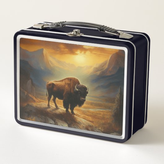 Buffalo Bison Sunset Silhouet (Voorkant)