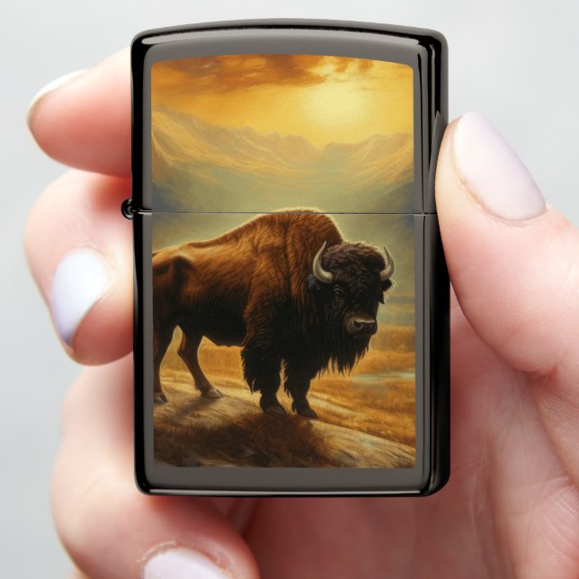 Buffalo Bison Sunset Silhouet (In Hand)