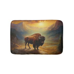 Buffalo Bison Sunset Silhouet Badmat