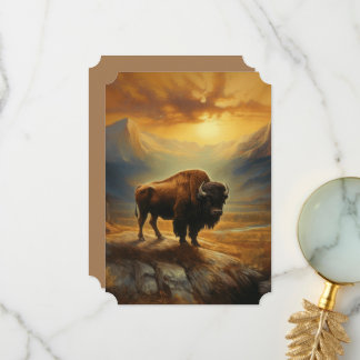 Buffalo Bison Sunset Silhouet Bedankkaart