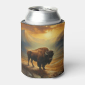 Buffalo Bison Sunset Silhouet Blikjeskoeler (Blikje Voorkant)