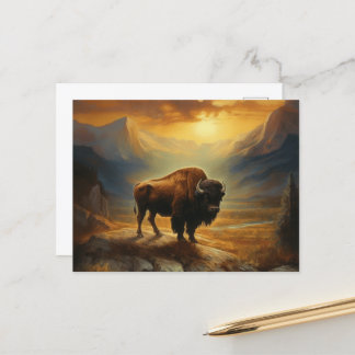 Buffalo Bison Sunset Silhouet Briefkaart