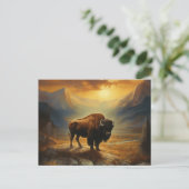 Buffalo Bison Sunset Silhouet Briefkaart (Staand voorkant)