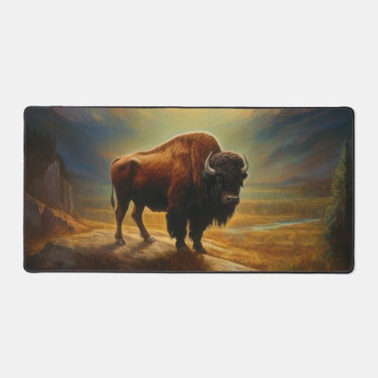 Buffalo Bison Sunset Silhouet Bureaumat (Voorkant)