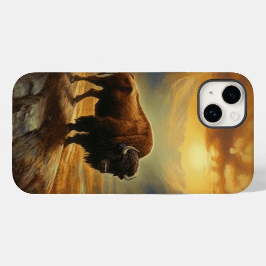 Buffalo Bison Sunset Silhouet Case-Mate iPhone Case (Achterkant (horizontaal))