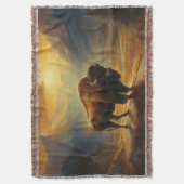 Buffalo Bison Sunset Silhouet Deken (Voorkant Verticaal)