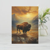 Buffalo Bison Sunset Silhouet Feestdagenkaart (Staand voorkant)