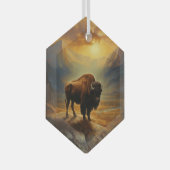 Buffalo Bison Sunset Silhouet Glas Ornament (Voorkant Rechts)