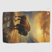 Buffalo Bison Sunset Silhouet Golfhanddoek (Horizontaal)