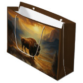 Buffalo Bison Sunset Silhouet Groot Cadeauzakje (Voorkant Gekanteld)