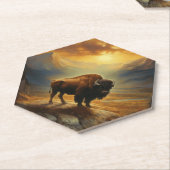 Buffalo Bison Sunset Silhouet Kartonnen Onderzetters (Schuin)