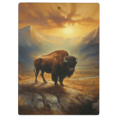 Buffalo Bison Sunset Silhouet Klembord (Achterkant)