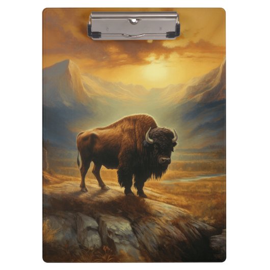 Buffalo Bison Sunset Silhouet Klembord (Voorkant)