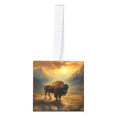 Buffalo Bison Sunset Silhouet Kubus Ornament (Voorkant)