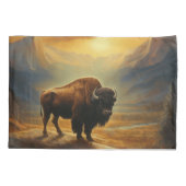 Buffalo Bison Sunset Silhouet Kussensloop (Achterkant)