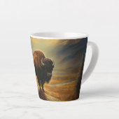 Buffalo Bison Sunset Silhouet Latte Mok (Rechterhoek)