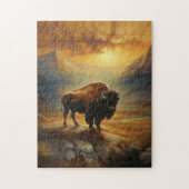 Buffalo Bison Sunset Silhouet Legpuzzel (Verticaal)