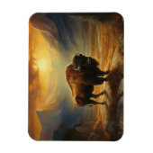Buffalo Bison Sunset Silhouet Magneet (Verticaal)