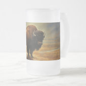 Buffalo Bison Sunset Silhouet Matglas Bierpul (Voorkant rechts)