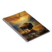 Buffalo Bison Sunset Silhouet Notitieboek (Rechterzijde)
