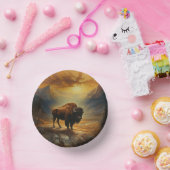 Buffalo Bison Sunset Silhouet Papieren Kommen (Feest)