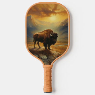 Buffalo Bison Sunset Silhouet Pickleball Paddle
