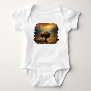 Buffalo Bison Sunset Silhouet Romper