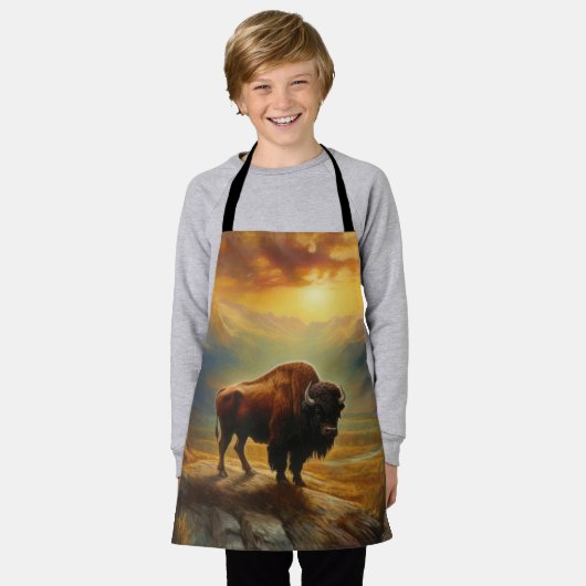 Buffalo Bison Sunset Silhouet Schort (Gedragen)