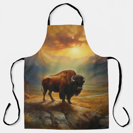 Buffalo Bison Sunset Silhouet Schort (Voorkant)