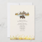 Buffalo Bison Waterverf Mountains Autumn Wedding Kaart (Voorkant)