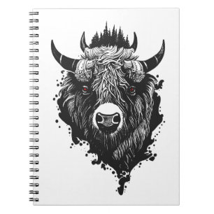 Buffalo Bison Wild Animal Natuur Illustratie Kunst Notitieboek