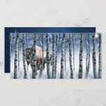 Buffalo Bison Winter Woods avec carte de vacances<br><div class="desc">Paix sur Terre. Bison de Buffalo dans les bois d'hiver avec étoile de Bethléem brillant à travers la forêt d'hiver. Carte plat avec ciel bleu foncé et étoile de Bethléem sur le dos. Message de vacances personnalisé pour faire votre propre.</div>