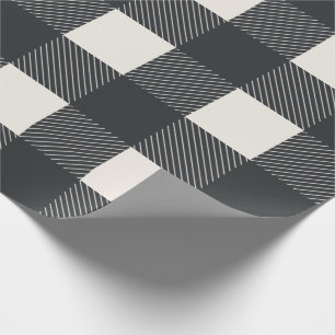 Buffalo Black Simple Stylish Trendy Check Cadeaupapier