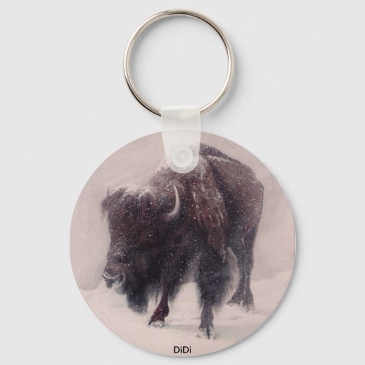 Buffalo Blizzard schilderij van DiDi Sleutelhanger (Voorkant)