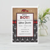 Buffalo Check Baby Boy Invitation (Debout devant)