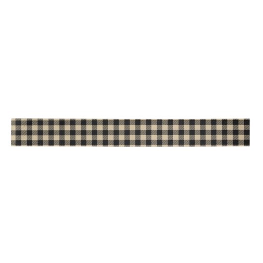Buffalo Check Beige and Black Ribbon Lint (Voorkant)