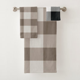 Buffalo Check Beige Cream Ivory Gingham Bad Handdoek