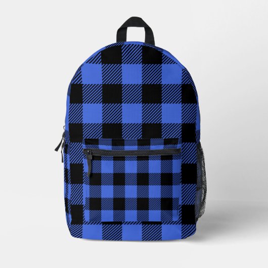 Buffalo Check Blauw & Zwart Lumberjack Geplakt op  Bedrukte Rugzak (Voorkant)