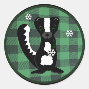 Buffalo Check Bos Skunk Feestelijke Ronde Sticker