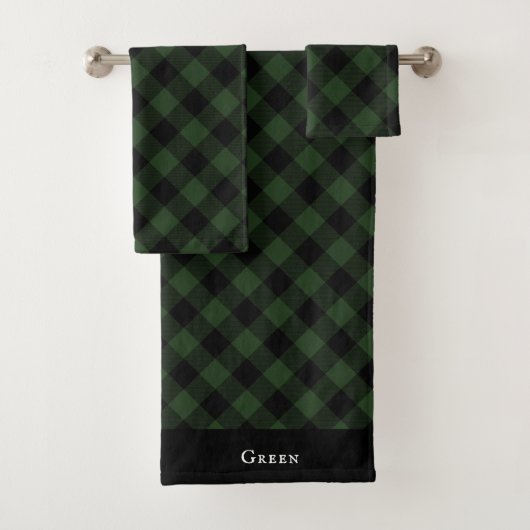 Buffalo Check Celtic Green and Black Carrés Plaid (En situation)