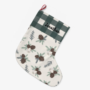 Buffalo Check Gingham Name Hunter Green Cute Grote Kerstsok
