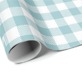 Buffalo Check gingham patroon dusty turquoise Cadeaupapier (Rol Hoek)